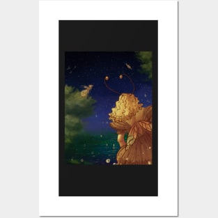 Yellow Fairies at Night Posters and Art